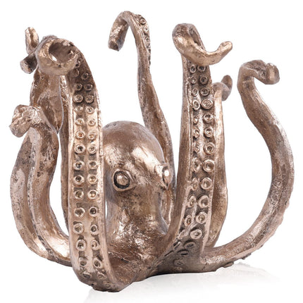 Multi-Functional Octopus Sculpture – Decorative Resin Cup Holder & Jewelry Organizer, Unique Home Accent for Living Room, Office, or Desk (Bronze).