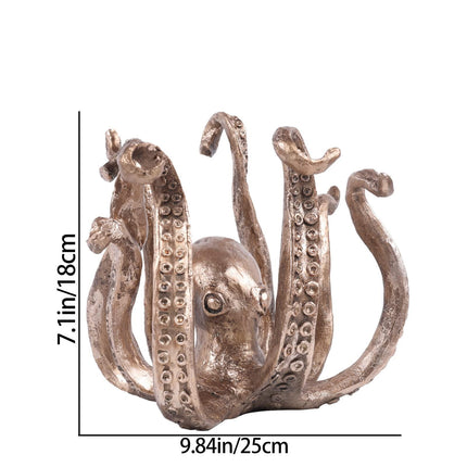 Multi-Functional Octopus Sculpture – Decorative Resin Cup Holder & Jewelry Organizer, Unique Home Accent for Living Room, Office, or Desk (Bronze).