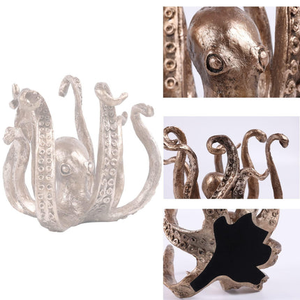 Multi-Functional Octopus Sculpture – Decorative Resin Cup Holder & Jewelry Organizer, Unique Home Accent for Living Room, Office, or Desk (Bronze).