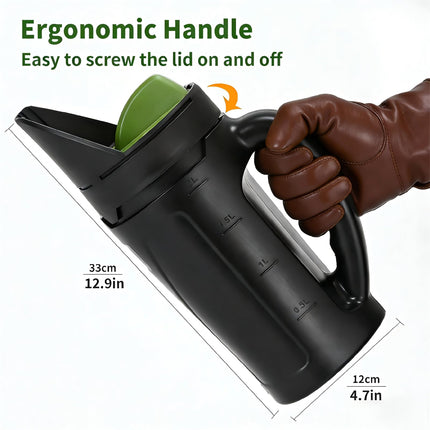 Handheld Garden Seed & Salt Spreader – 80oz Capacity, Adjustable Outlet, Ergonomic Handle for Fertilizer, Grass Seeds, Ice Melt Use (Green).