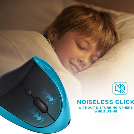 Blue Ergonomic Wireless Vertical Mouse (Small Hand-Friendly): USB-C Rechargeable, 2.4G 3-DPI, Reduce Wrist Strain (Right-Handed).