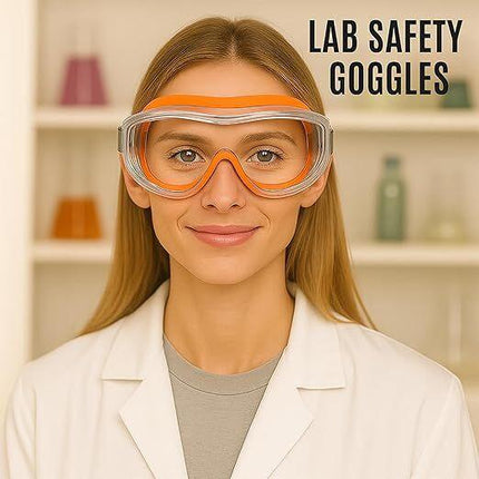 Christmas gifts Anti-Fog Safety Goggles, Outdoor Wind & Dust Protection, Clear Vision Lab & Work Goggles for Aussies(orange).