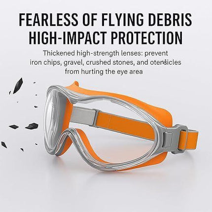 Christmas gifts Anti-Fog Safety Goggles, Outdoor Wind & Dust Protection, Clear Vision Lab & Work Goggles for Aussies(orange).