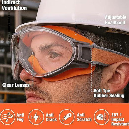Christmas gifts Anti-Fog Safety Goggles, Outdoor Wind & Dust Protection, Clear Vision Lab & Work Goggles for Aussies(orange).