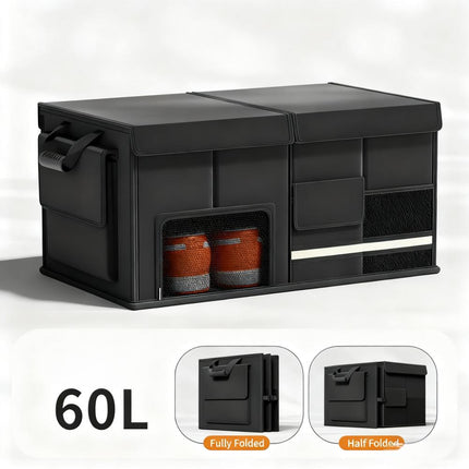Foldable Car Trunk Organiser, 30L/60L Large Capacity Storage Box for Auto Boot, Multi-functional Cargo Container(60L,black).