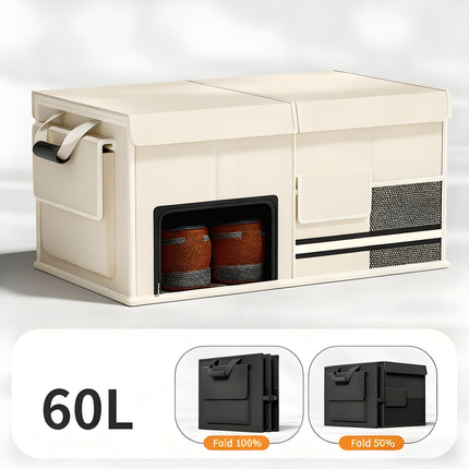 Foldable Car Trunk Organiser, 30L/60L Large Capacity Storage Box for Auto Boot, Multi-functional Cargo Container(60,white).