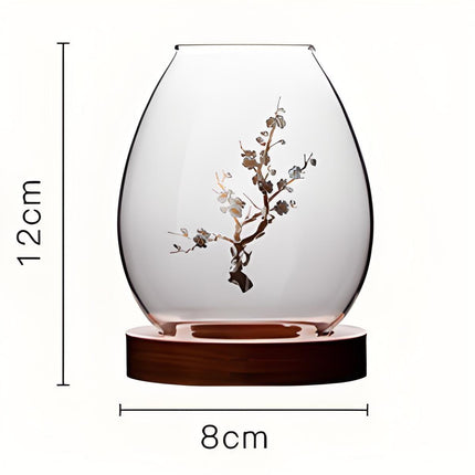 Chinese-Style Glass Candle Holder with Plum Blossom Design: 12×8cm, Windproof, Retro Zen Decor for Romantic Dinners & Home Ambiance.
