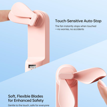 Handheld Mini Fan (Pink), 3-in-1 USB Rechargeable Portable Fan with Power Bank & Flashlight, Pocket Design for Travel & Summer.