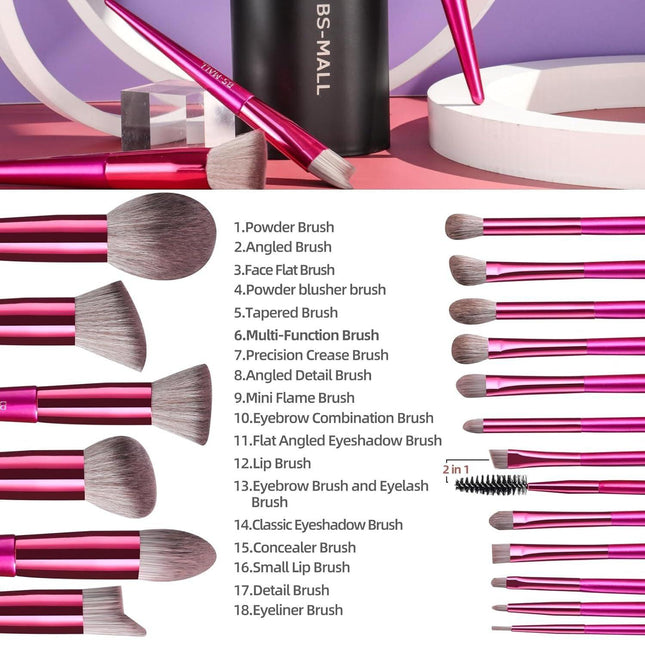 Hot red Professional Makeup Brush Set (18-Piece): Cruelty-Free, Versatile for Foundation, Blush & Eyeshadow, Ideal for Aussies.