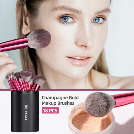 Hot red Professional Makeup Brush Set (18-Piece): Cruelty-Free, Versatile for Foundation, Blush & Eyeshadow, Ideal for Aussies.
