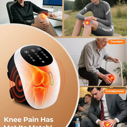 Cordless 360° Knee Massager: 3 Intensity Levels, Comfortable Wrap Design for Athletes, Seniors & Active Adults.