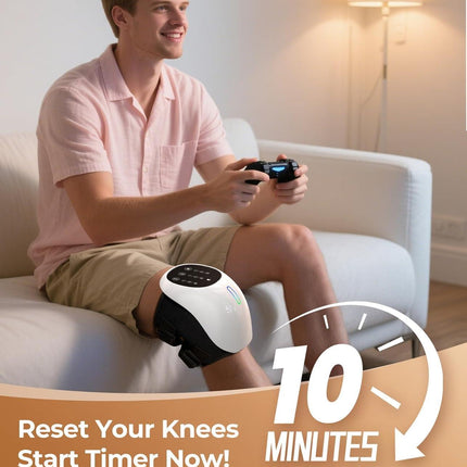 Cordless 360° Knee Massager: 3 Intensity Levels, Comfortable Wrap Design for Athletes, Seniors & Active Adults.