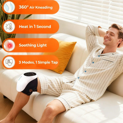Cordless 360° Knee Massager: 3 Intensity Levels, Comfortable Wrap Design for Athletes, Seniors & Active Adults.