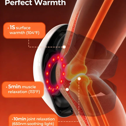 Cordless 360° Knee Massager: 3 Intensity Levels, Comfortable Wrap Design for Athletes, Seniors & Active Adults.