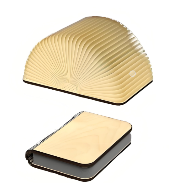 Christmas giftsRechargeable LED Book Night Light: Creative Folding Wooden Lamp with Magnetic Design for Bedrooms & Gifting(Maple Leaf White,L).