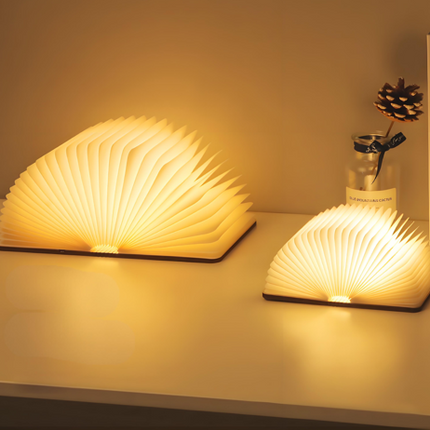 Christmas giftsRechargeable LED Book Night Light: Creative Folding Wooden Lamp with Magnetic Design for Bedrooms & Gifting(Walnut Black,S).