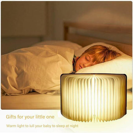 Christmas giftsRechargeable LED Book Night Light: Creative Folding Wooden Lamp with Magnetic Design for Bedrooms & Gifting(Walnut Black,S).