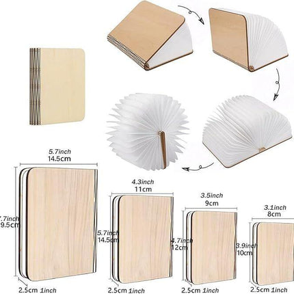Christmas giftsRechargeable LED Book Night Light: Creative Folding Wooden Lamp with Magnetic Design for Bedrooms & Gifting(Walnut Black,S).