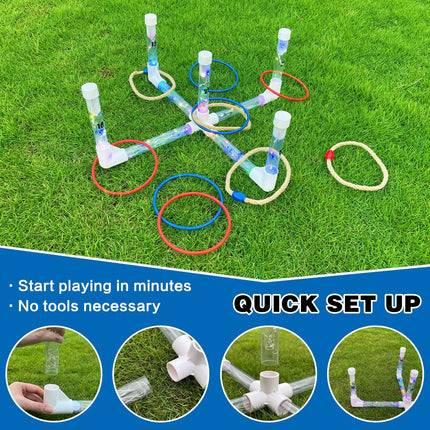 LED Ring Toss Game Set, Outdoor Indoor Yard Game for Adults & Kids with Light-Up Targets, Compact Carry for Parties & Family Fun.