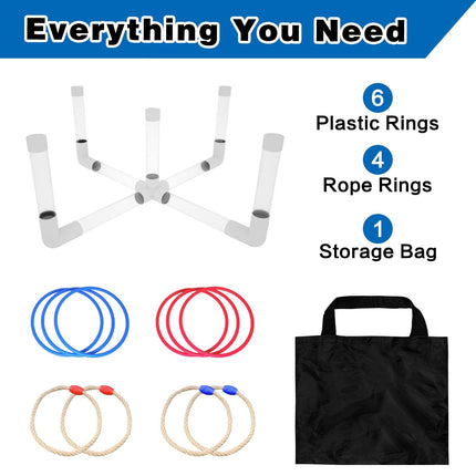 LED Ring Toss Game Set, Outdoor Indoor Yard Game for Adults & Kids with Light-Up Targets, Compact Carry for Parties & Family Fun.