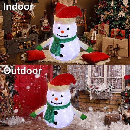Lighted Christmas Snowman Decoration Lantern, 45 LED Collapsible Pop-Up Ornament with 8 Light Modes & Timer, Indoor Outdoor Holiday Décor.