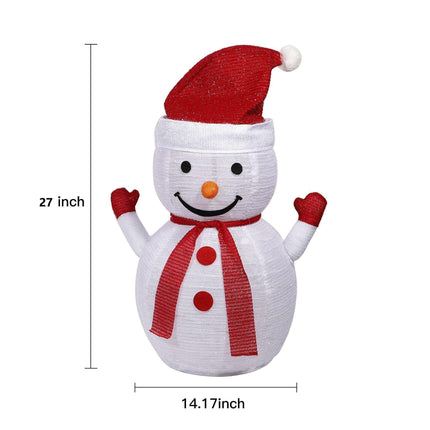 Lighted Christmas Snowman Decoration Lantern, 45 LED Collapsible Pop-Up Ornament with 8 Light Modes & Timer, Indoor Outdoor Holiday Décor.