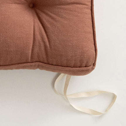 43×43×6cm Linen Cotton Thick Seat Cushion: Plush, Solid-Colour, for Office & Home Chairs, Aussie Comfort Essential（Amber Brown）.