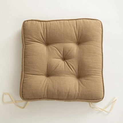 43×43×6cm Linen Cotton Thick Seat Cushion: Plush, Solid-Colour, for Office & Home Chairs, Aussie Comfort Essential（Bean Coffee）.