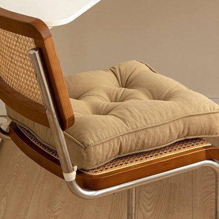 43×43×6cm Linen Cotton Thick Seat Cushion: Plush, Solid-Colour, for Office & Home Chairs, Aussie Comfort Essential（Bean Coffee）.
