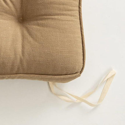 43×43×6cm Linen Cotton Thick Seat Cushion: Plush, Solid-Colour, for Office & Home Chairs, Aussie Comfort Essential（Bean Coffee）.