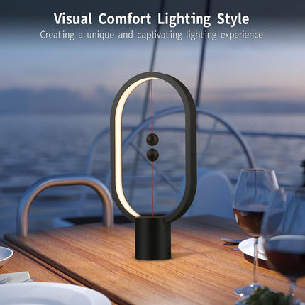 Black Magnetic Balance LED Table Lamp: USB-Powered, Dimmable Eye-Care Light with Award-Winning Design for Australian Homes & Offices.