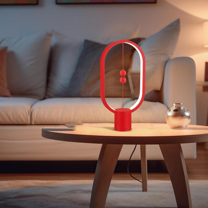 Red Magnetic Balance LED Table Lamp: USB-Powered, Dimmable Eye-Care Light with Award-Winning Design for Australian Homes & Offices.