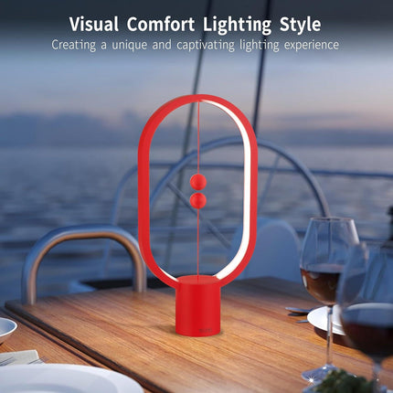 Red Magnetic Balance LED Table Lamp: USB-Powered, Dimmable Eye-Care Light with Award-Winning Design for Australian Homes & Offices.
