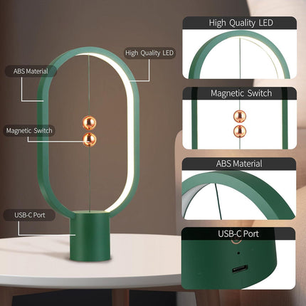 Green Magnetic Balance LED Table Lamp: USB-Powered, Dimmable Eye-Care Light with Award-Winning Design for Australian Homes & Offices.