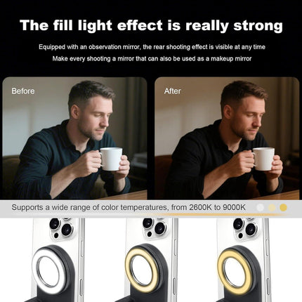 Magnetic Phone Camera Grip with Fill Light & Remote: Stable Shooting Holder for iPhone/Android – Ideal for Vlog, Selfie & Photography.