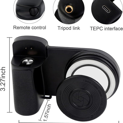 Magnetic Phone Camera Grip with Fill Light & Remote: Stable Shooting Holder for iPhone/Android – Ideal for Vlog, Selfie & Photography.