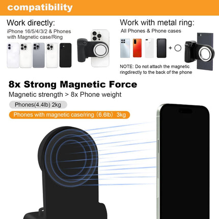 Magnetic Phone Camera Grip with Fill Light & Remote: Stable Shooting Holder for iPhone/Android – Ideal for Vlog, Selfie & Photography.
