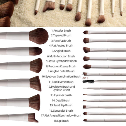 Matte Beige Makeup Brush Set (18-Piece): Professional, Cruelty-Free for Foundation, Blush & Eyeshadow, Ideal for Aussies.