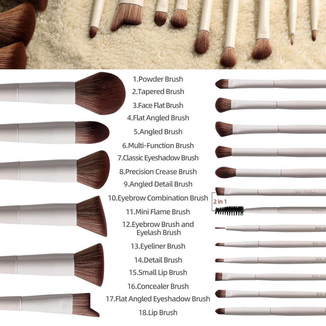 Matte Beige Makeup Brush Set (18-Piece): Professional, Cruelty-Free for Foundation, Blush & Eyeshadow, Ideal for Aussies.