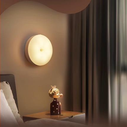 Motion Sensor LED Night Light, 86mm Diameter Smart Induction Lamp with USB Charging & Magnetic Mount, Long-Lasting Battery.