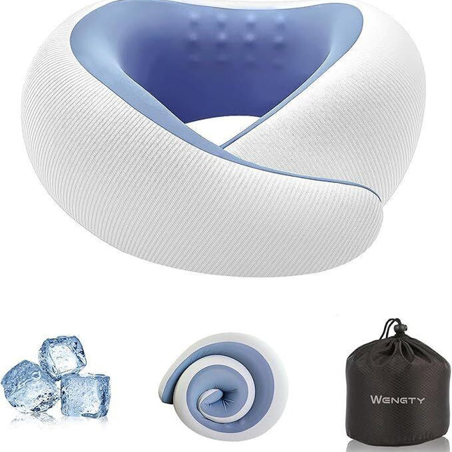 Travel Pillows for Airplanes,Memory Foam Neck Pillow for Traveling,Smooth & Cooling Fabric Plane Pillow for Long Flight,Ideal for Travels,Airplanes,Offices,Cars (Gray, Standard-Broad Fit).