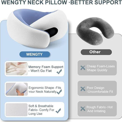 Travel Pillows for Airplanes,Memory Foam Neck Pillow for Traveling,Smooth & Cooling Fabric Plane Pillow for Long Flight,Ideal for Travels,Airplanes,Offices,Cars (Gray, Standard-Broad Fit).