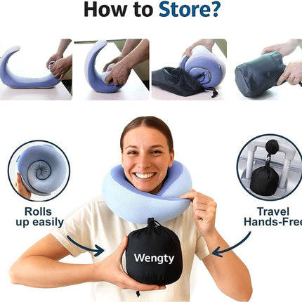 Travel Pillows for Airplanes,Memory Foam Neck Pillow for Traveling,Smooth & Cooling Fabric Plane Pillow for Long Flight,Ideal for Travels,Airplanes,Offices,Cars (Gray, Standard-Broad Fit).