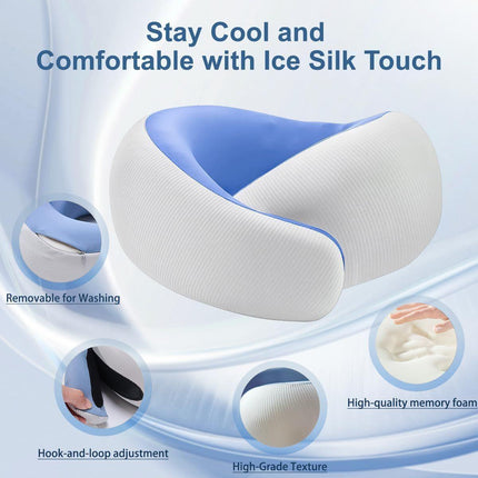 Travel Pillows for Airplanes,Memory Foam Neck Pillow for Traveling,Smooth & Cooling Fabric Plane Pillow for Long Flight,Ideal for Travels,Airplanes,Offices,Cars (Gray, Standard-Broad Fit).