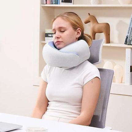 Travel Pillows for Airplanes,Memory Foam Neck Pillow for Traveling,Smooth & Cooling Fabric Plane Pillow for Long Flight,Ideal for Travels,Airplanes,Offices,Cars (Gray, Standard-Broad Fit).