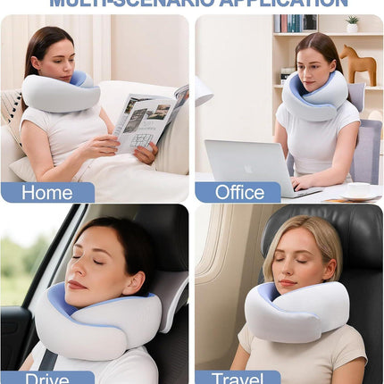 Travel Pillows for Airplanes,Memory Foam Neck Pillow for Traveling,Smooth & Cooling Fabric Plane Pillow for Long Flight,Ideal for Travels,Airplanes,Offices,Cars (Gray, Standard-Broad Fit).