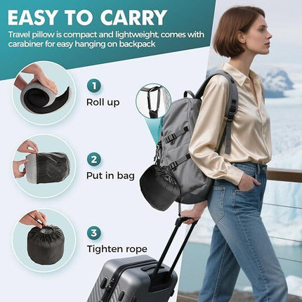 Travel Neck Pillows for Airplanes - 360° Ergonomic Memory Foam Travel Pillow - Relief Neck Pain with Breathable Support for Long Flights, Car, Train & Office Use - Adults & Kids.