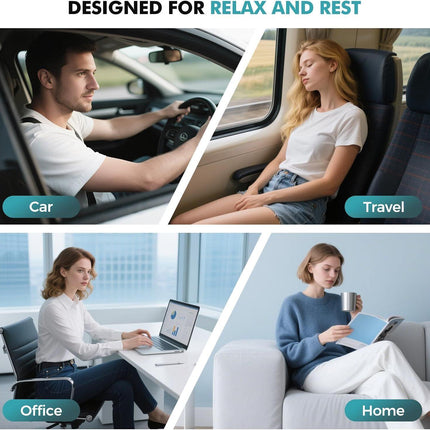 Travel Neck Pillows for Airplanes - 360° Ergonomic Memory Foam Travel Pillow - Relief Neck Pain with Breathable Support for Long Flights, Car, Train & Office Use - Adults & Kids.