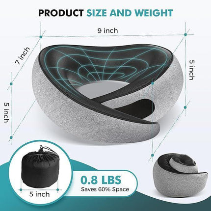 Travel Neck Pillows for Airplanes - 360° Ergonomic Memory Foam Travel Pillow - Relief Neck Pain with Breathable Support for Long Flights, Car, Train & Office Use - Adults & Kids.