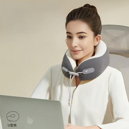 Cooling Memory Foam Neck Pillow for Travel-U-Shaped Ergonomic Travel Pillow for Adults,Flight Neck Pillow with Portable Case,Breathable Ice Silk Cover,Slow Rebound Support for Airplane,Car.